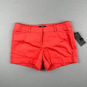 Mossimo Cuffed Shorts Women 8 Coral Stretch Twill Mid Rise Fit 3 New